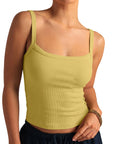 Cotton Rib Square Padded Tank Tops