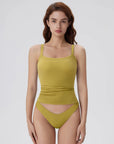 Cotton Rib Square Padded Tank Tops