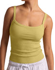 Cotton Rib Square Padded Tank Tops