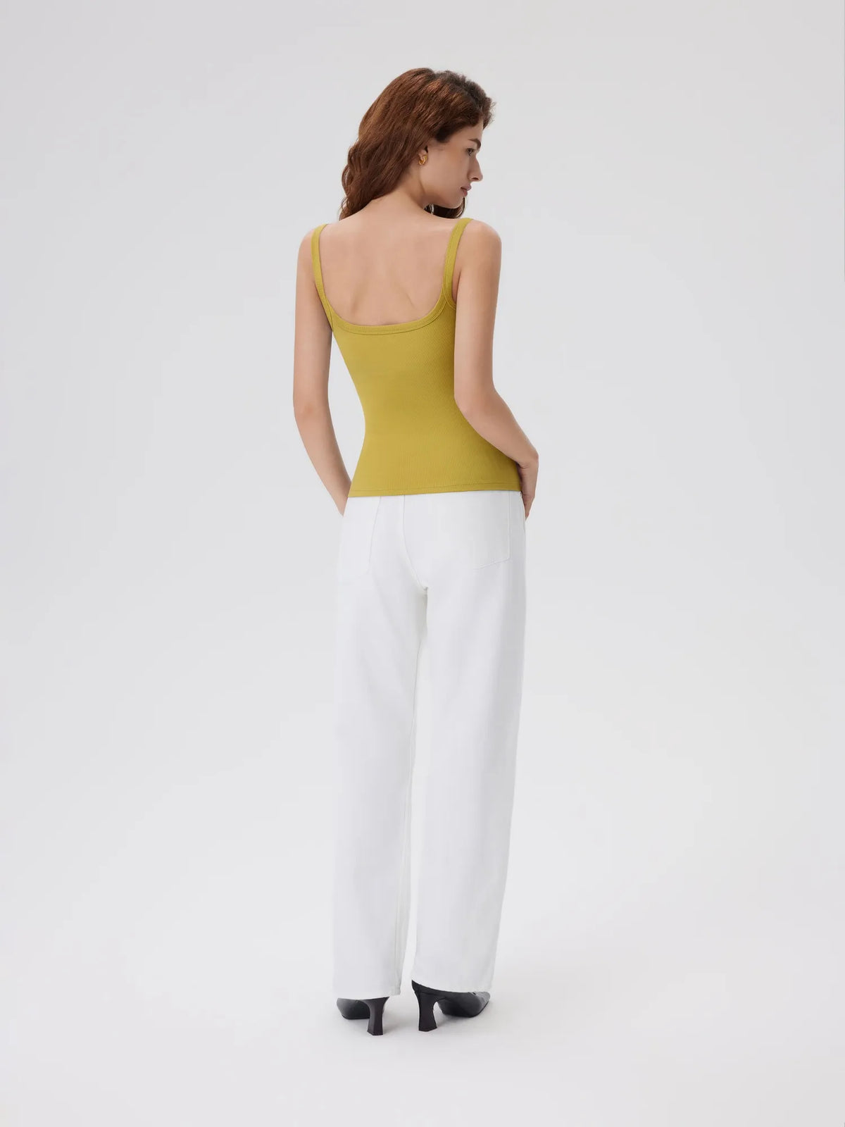 Cotton Rib Square Padded Tank Tops