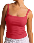 Cotton Rib Square Padded Tank Tops