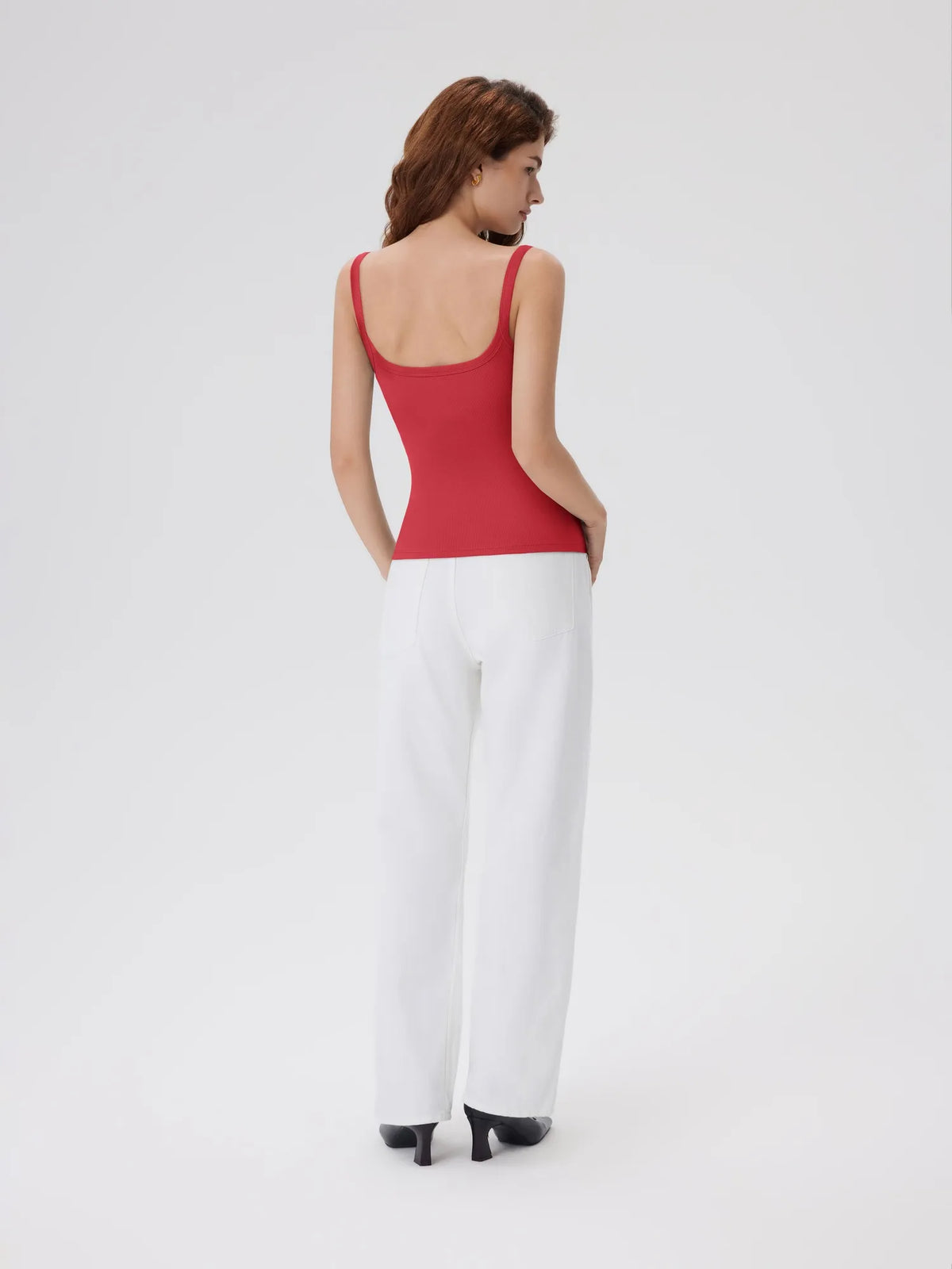 Cotton Rib Square Padded Tank Tops