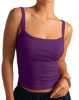 Cotton Rib Square Padded Tank Tops