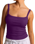 Cotton Rib Square Padded Tank Tops
