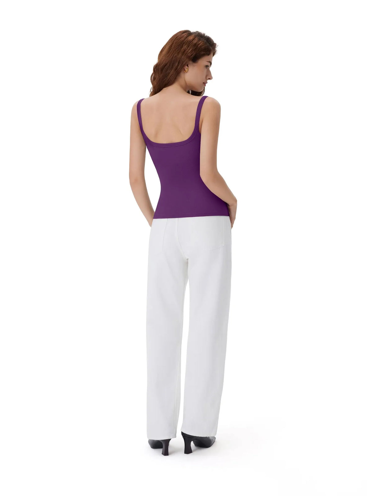 Cotton Rib Square Padded Tank Tops