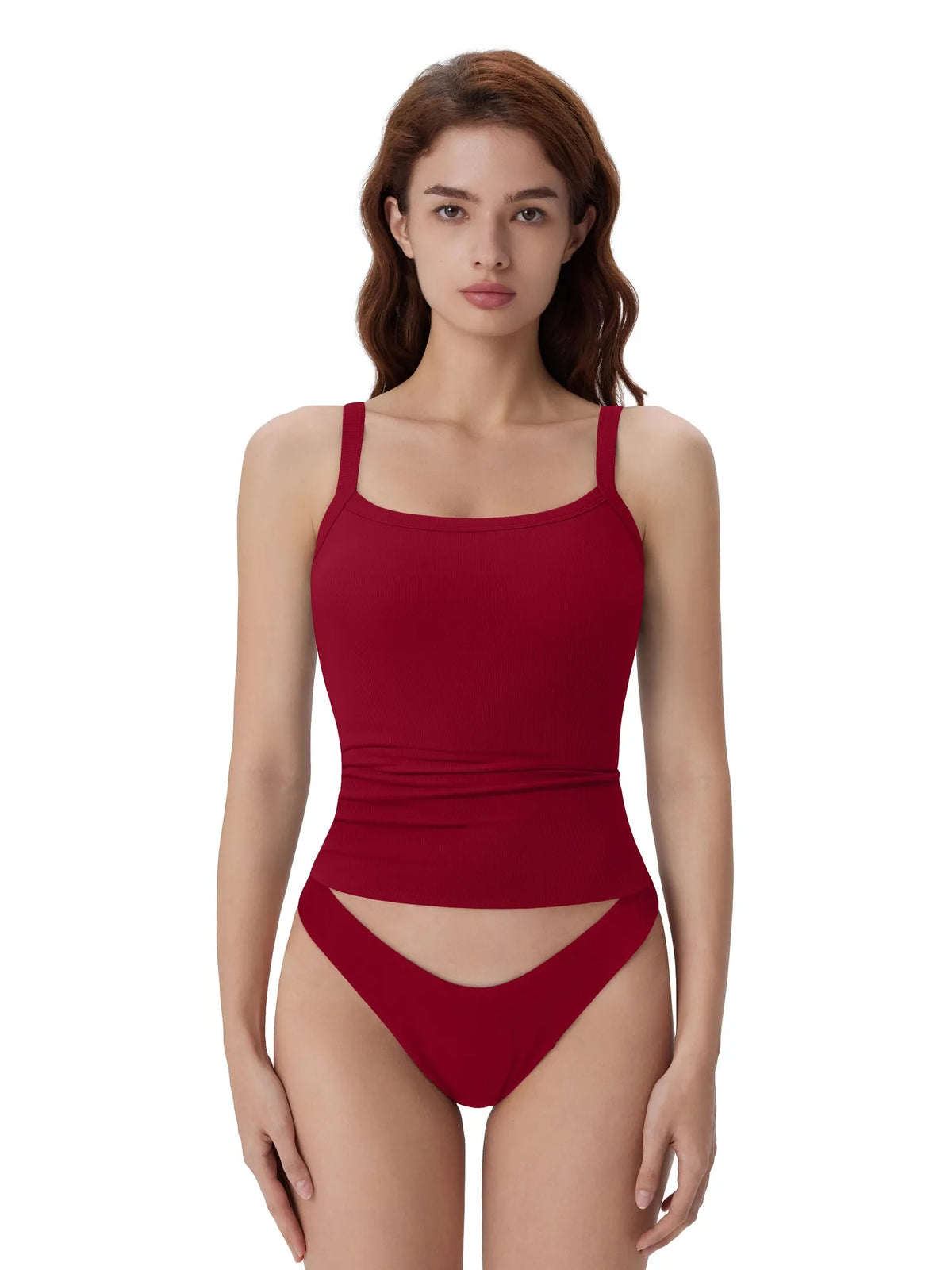 Cotton Rib Square Padded Tank Tops