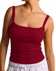 Cotton Rib Square Padded Tank Tops