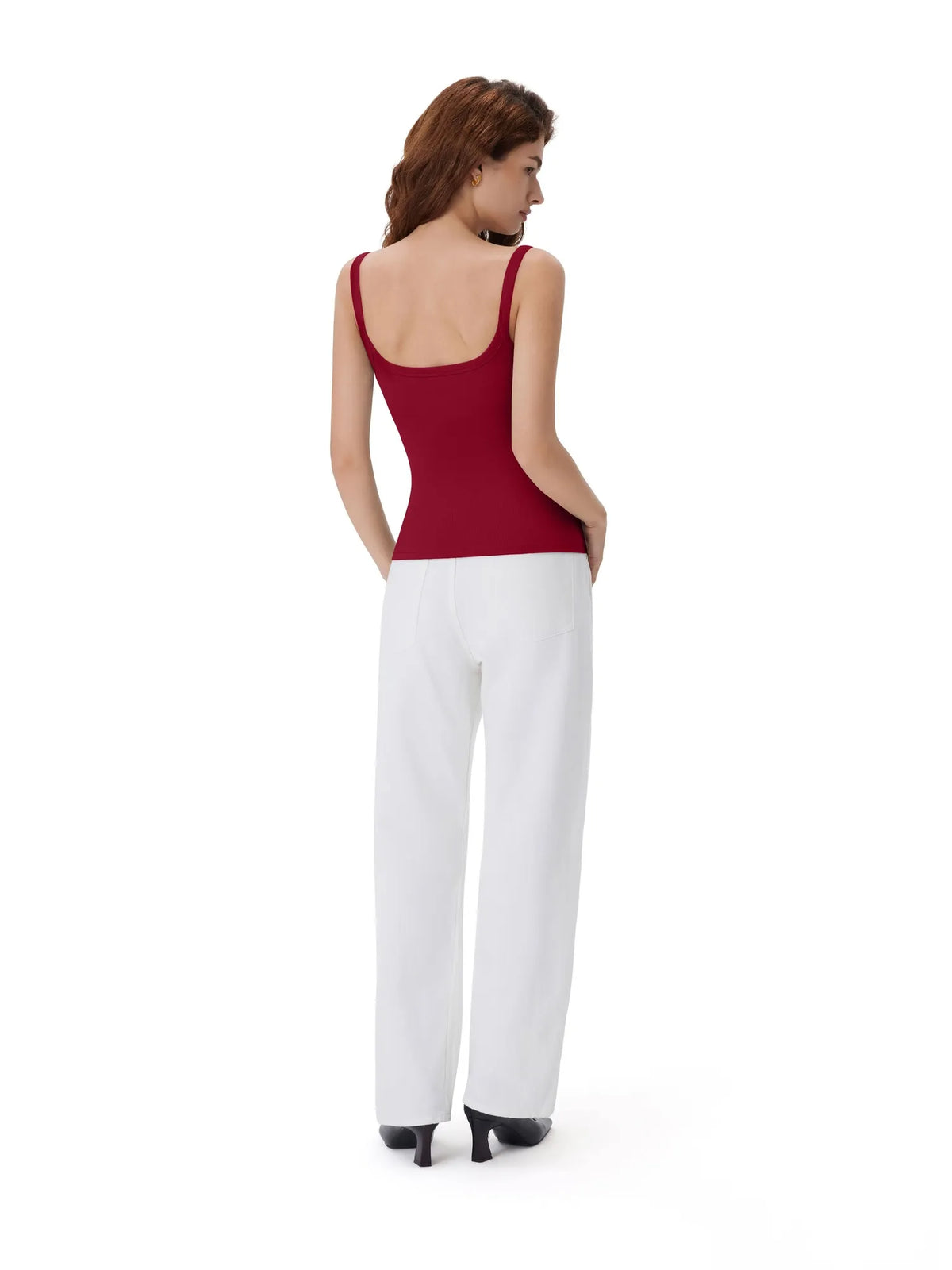 Cotton Rib Square Padded Tank Tops