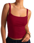 Cotton Rib Square Padded Tank Tops