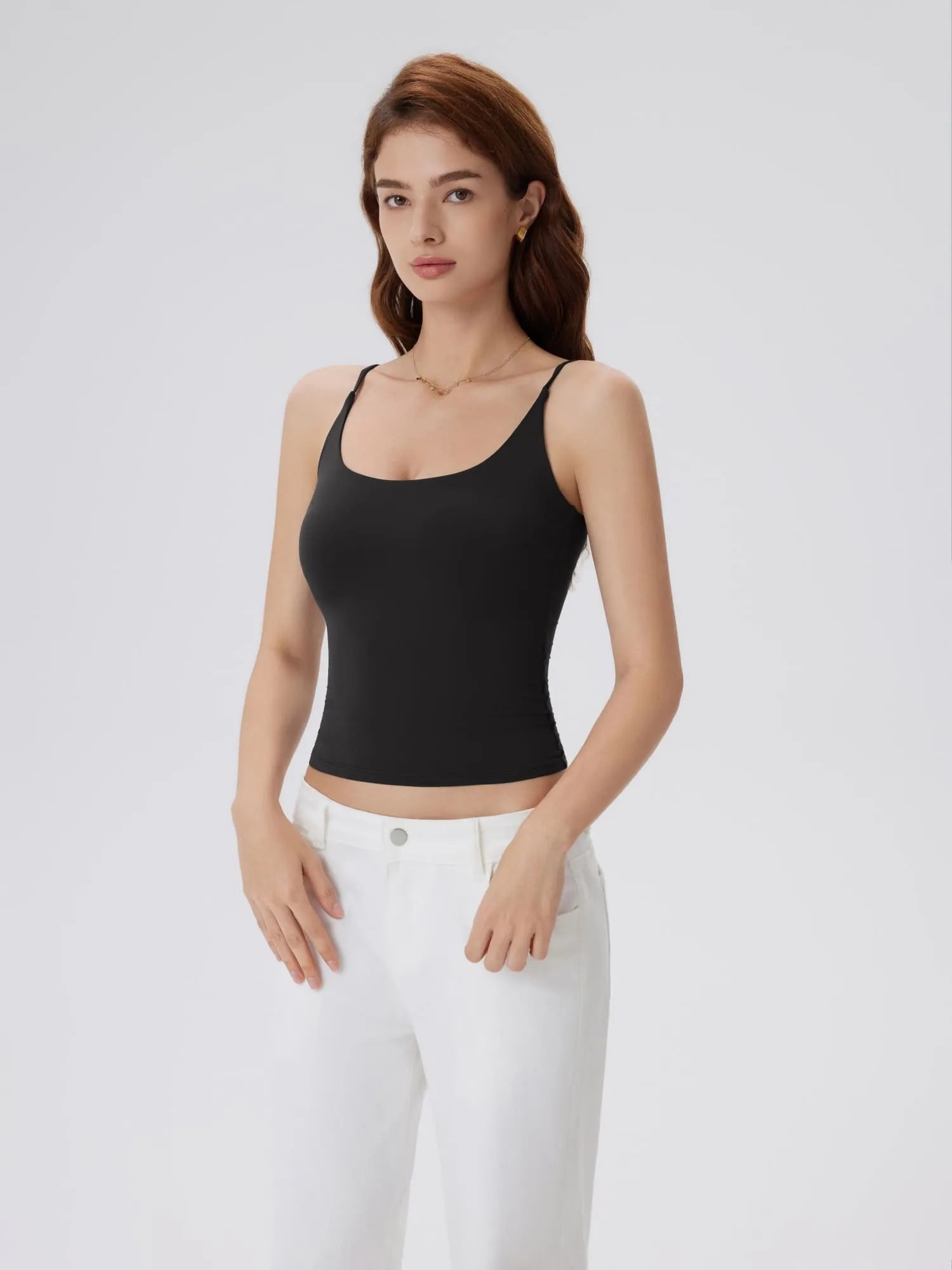 Padded Scoop Neck Double Line Camisole Tank Tops-SUUKSESS-SUUKSESS