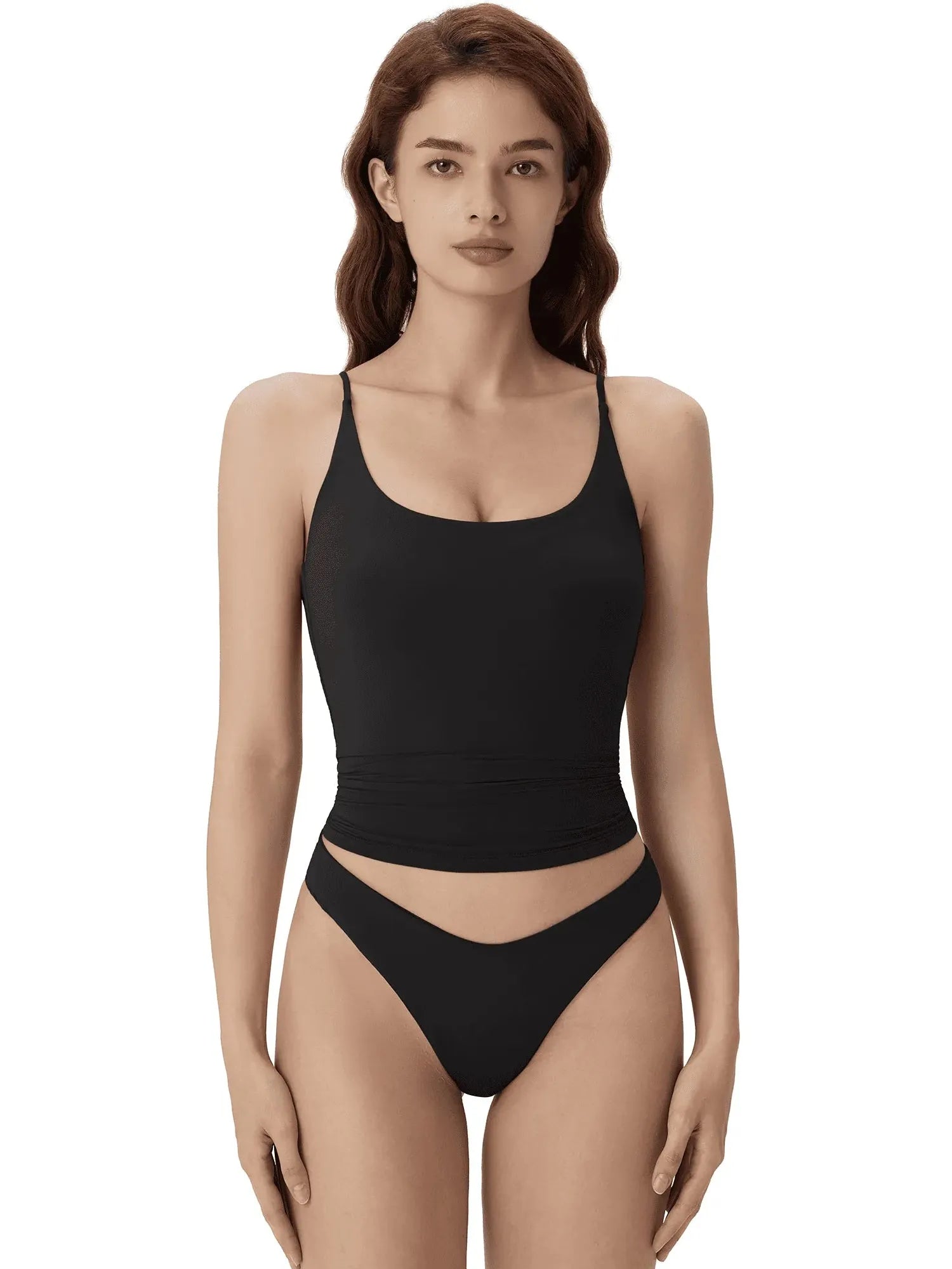 Padded Scoop Neck Double Line Camisole Tank Tops-SUUKSESS-SUUKSESS