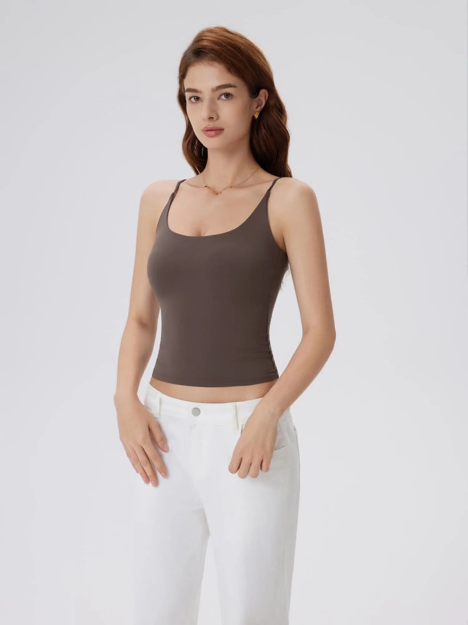 Padded Scoop Neck Double Line Camisole Tank Tops-SUUKSESS-SUUKSESS