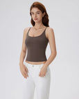 Padded Scoop Neck Double Line Camisole Tank Tops-SUUKSESS-SUUKSESS