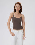 Padded Scoop Neck Double Line Camisole Tank Tops-SUUKSESS-SUUKSESS