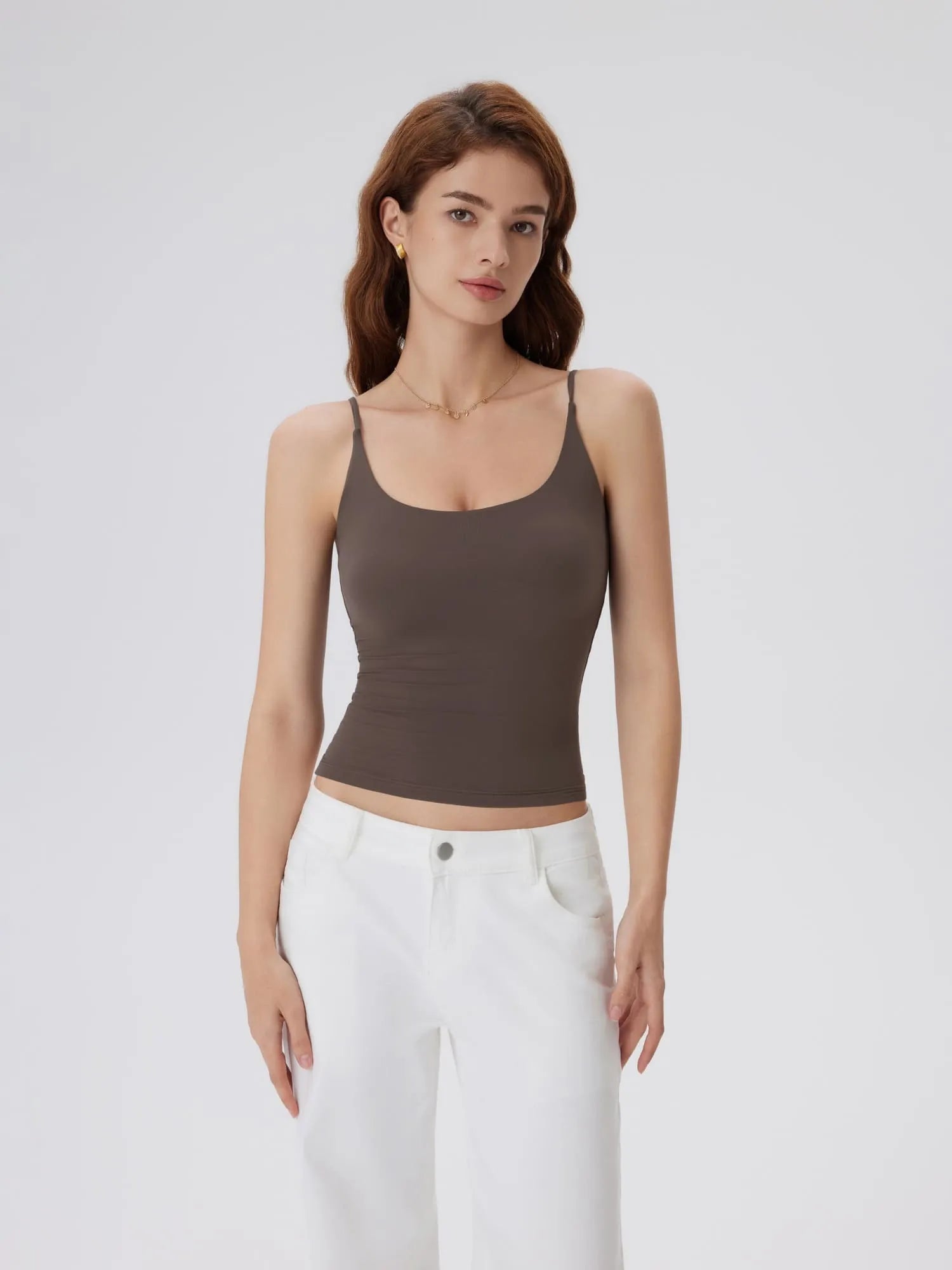 Padded Scoop Neck Double Line Camisole Tank Tops-SUUKSESS-SUUKSESS
