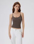 Padded Scoop Neck Double Line Camisole Tank Tops-SUUKSESS-SUUKSESS