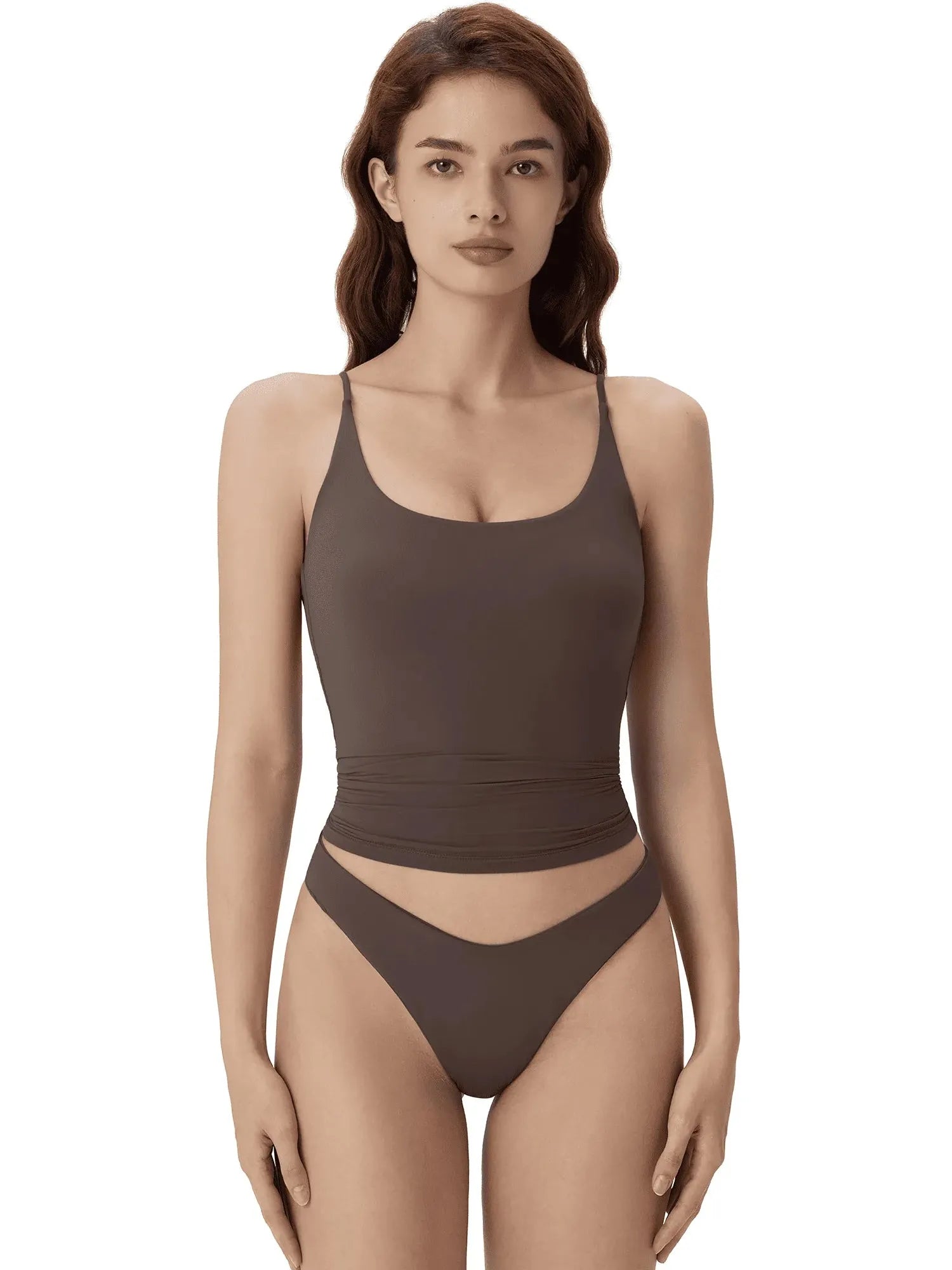 Padded Scoop Neck Double Line Camisole Tank Tops-SUUKSESS-SUUKSESS