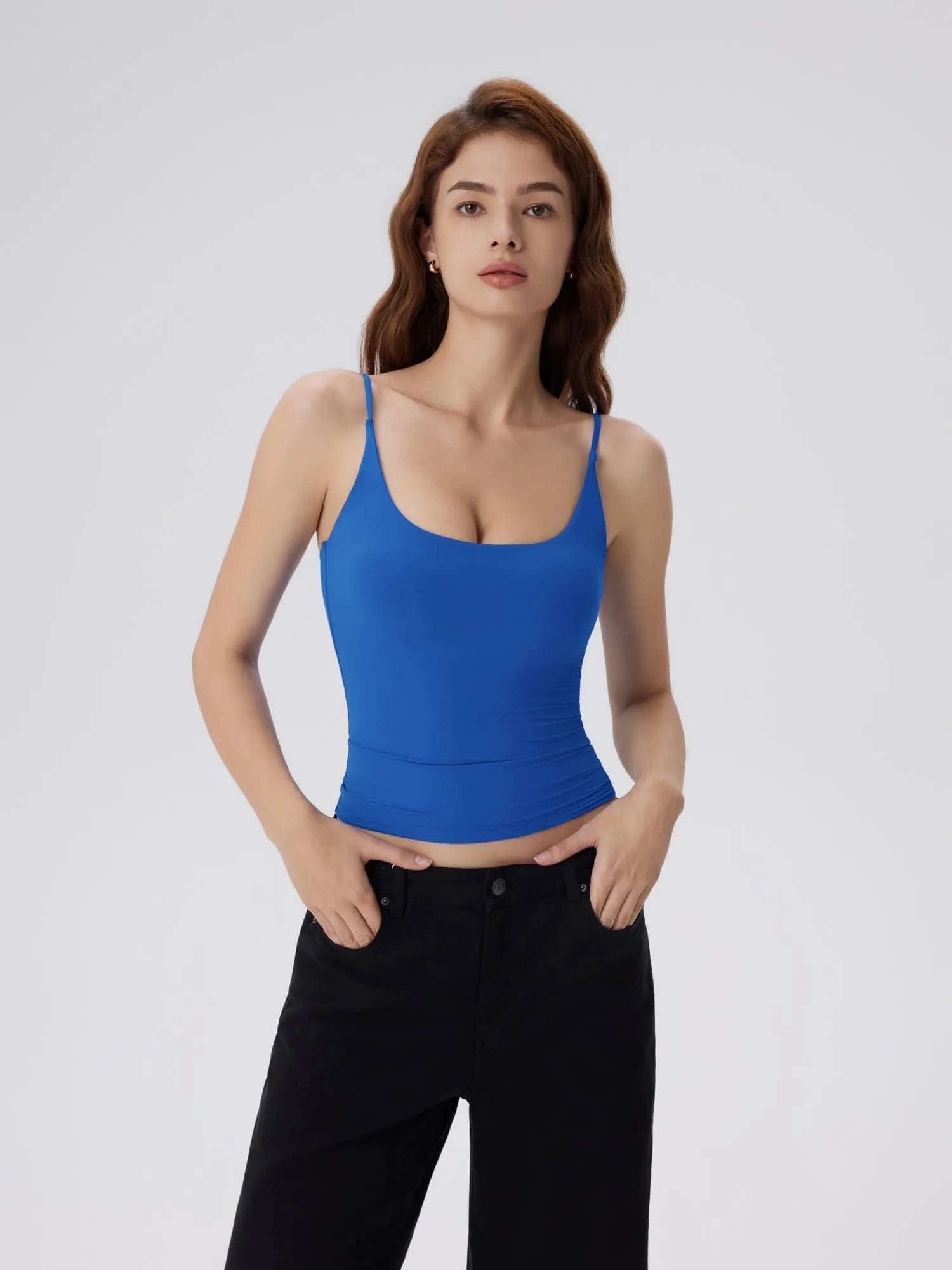 Padded Scoop Neck Double Line Camisole Tank Tops-SUUKSESS-SUUKSESS