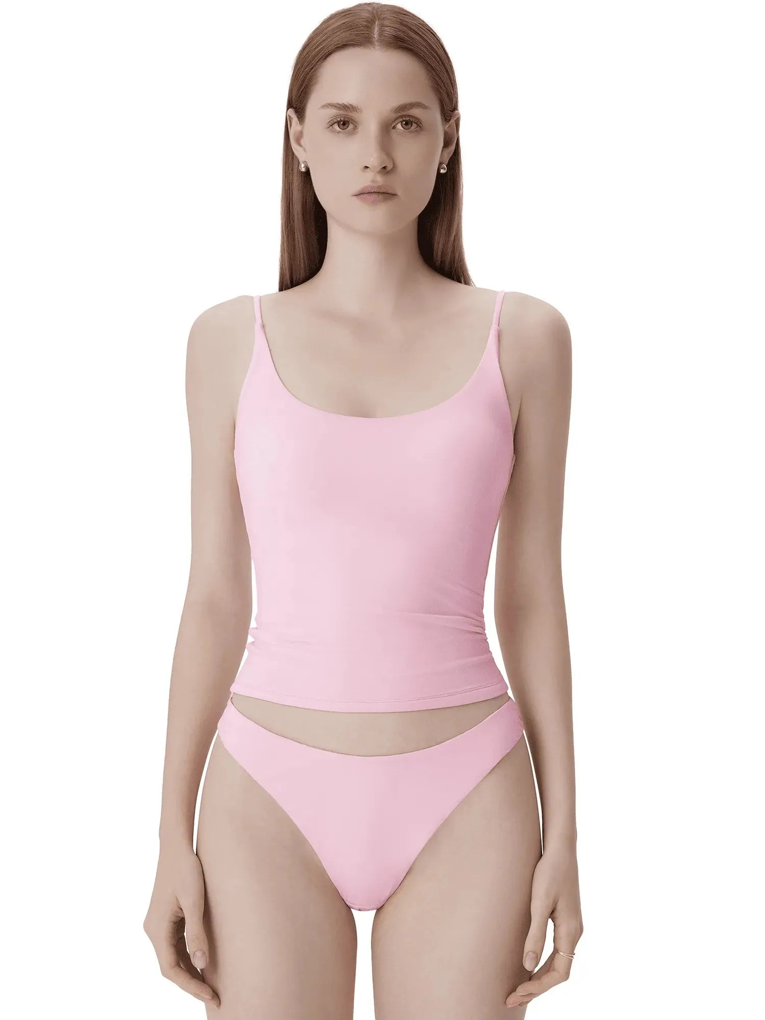 Padded Scoop Neck Double Line Camisole Tank Tops-SUUKSESS-SUUKSESS