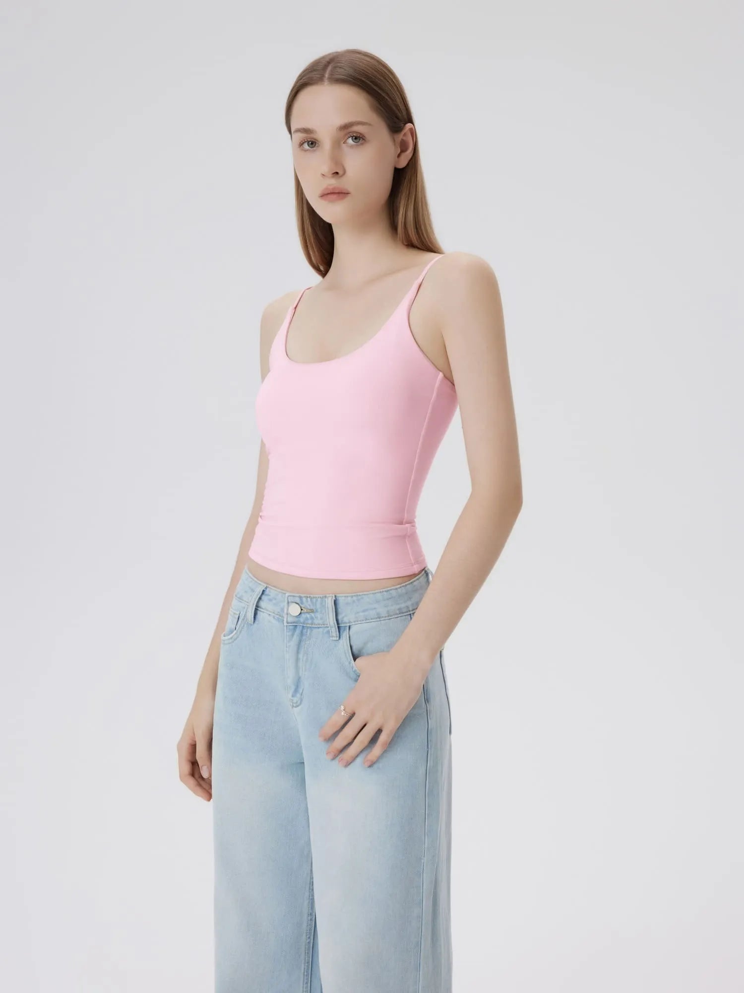 Padded Scoop Neck Double Line Camisole Tank Tops-SUUKSESS-SUUKSESS