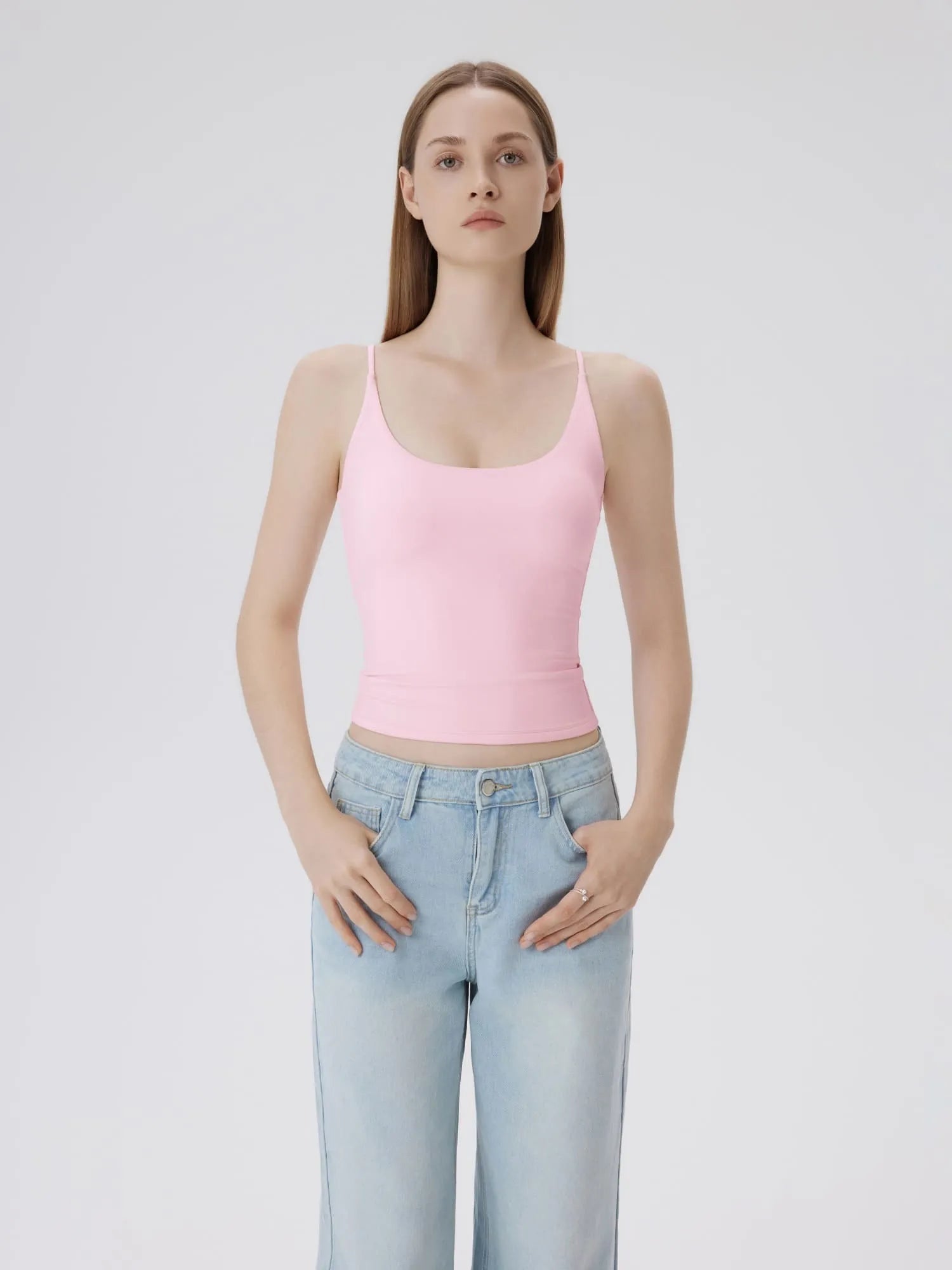 Padded Scoop Neck Double Line Camisole Tank Tops-SUUKSESS-SUUKSESS