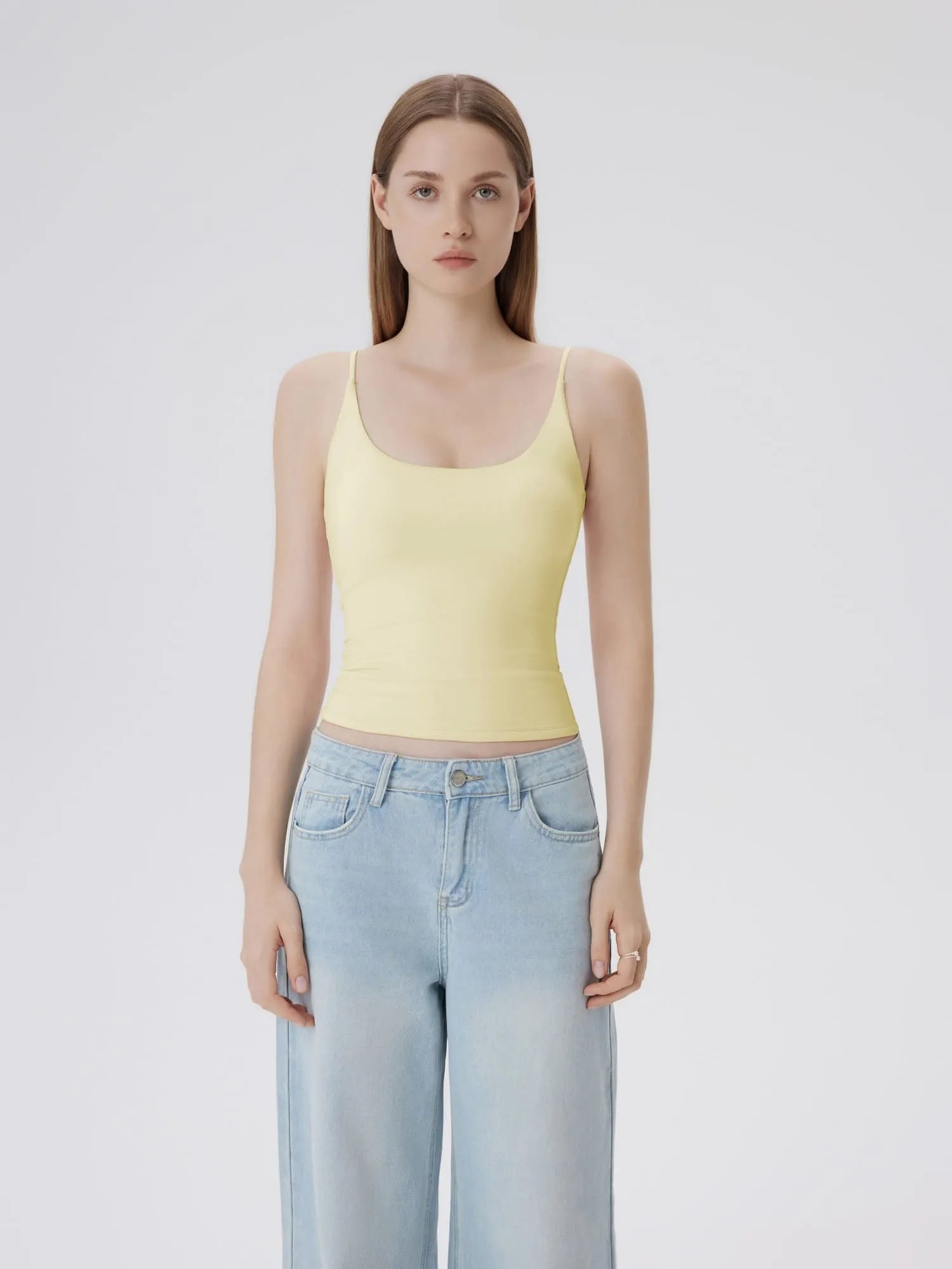 Padded Scoop Neck Double Line Camisole Tank Tops-SUUKSESS-SUUKSESS