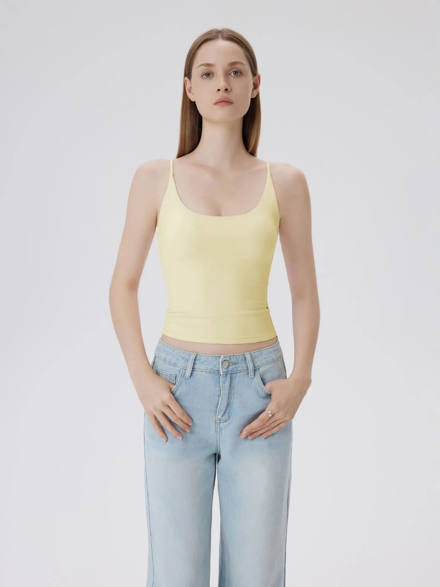 Padded Scoop Neck Double Line Camisole Tank Tops-SUUKSESS-SUUKSESS