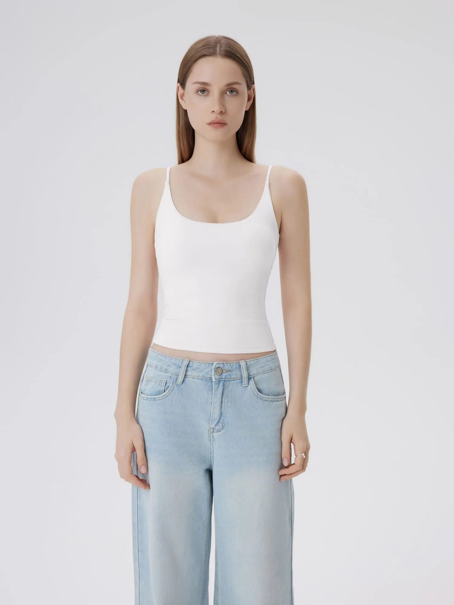 Padded Scoop Neck Double Line Camisole Tank Tops-SUUKSESS-SUUKSESS