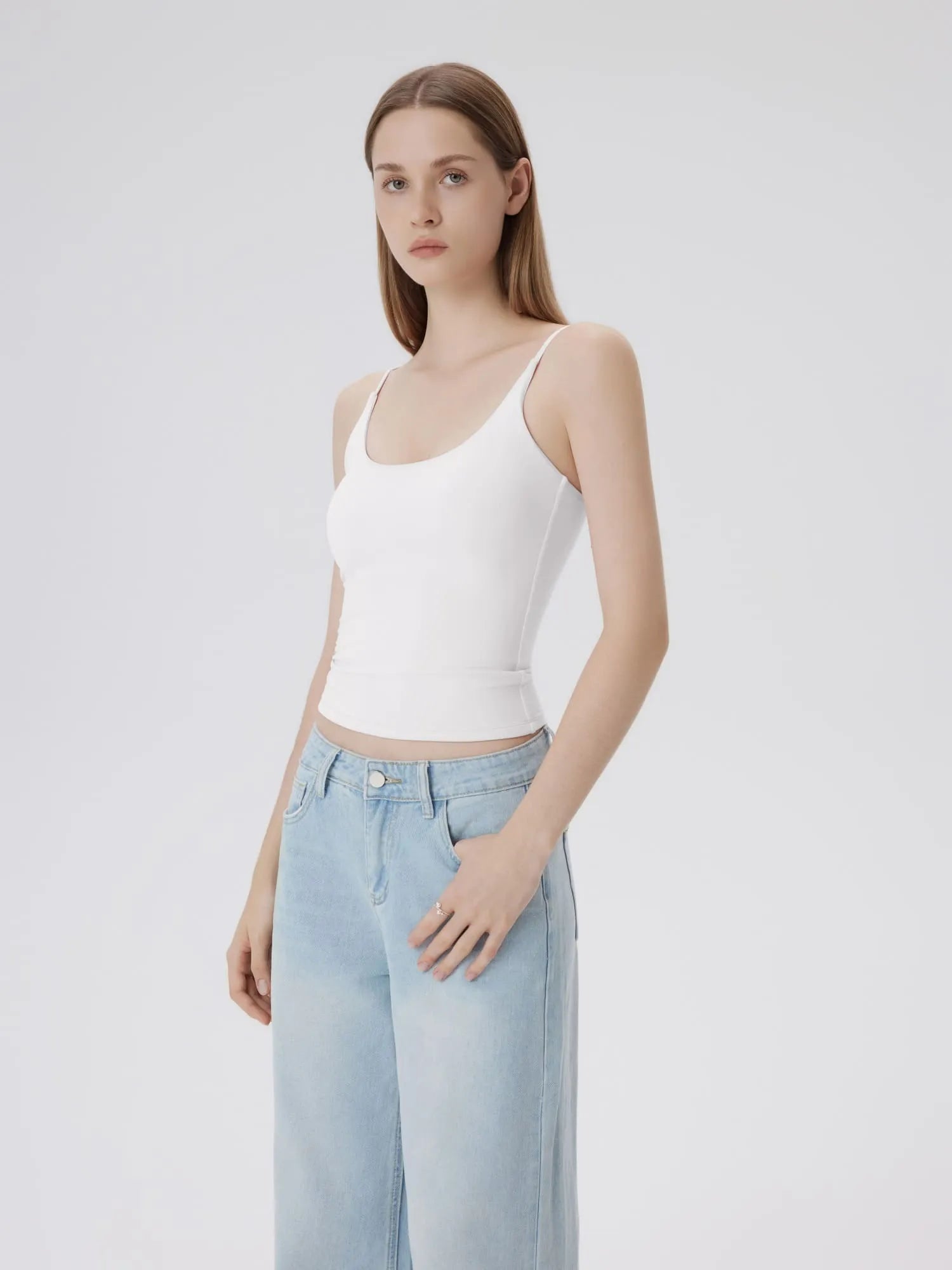 Padded Scoop Neck Double Line Camisole Tank Tops-SUUKSESS-SUUKSESS