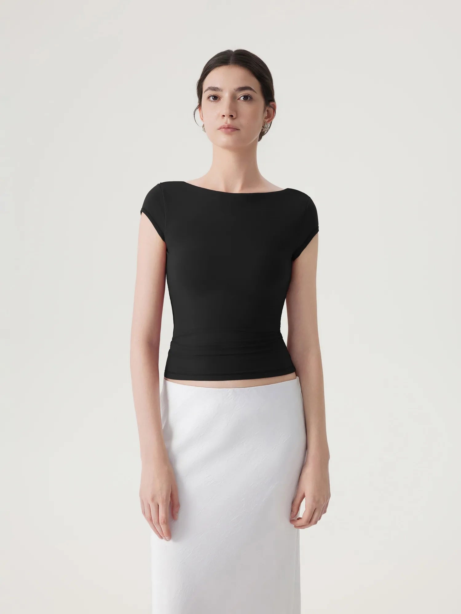 Boat Neck Cowl Backless Tops-SUUKSESS-SUUKSESS