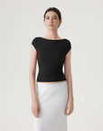 Boat Neck Cowl Backless Tops-SUUKSESS-SUUKSESS