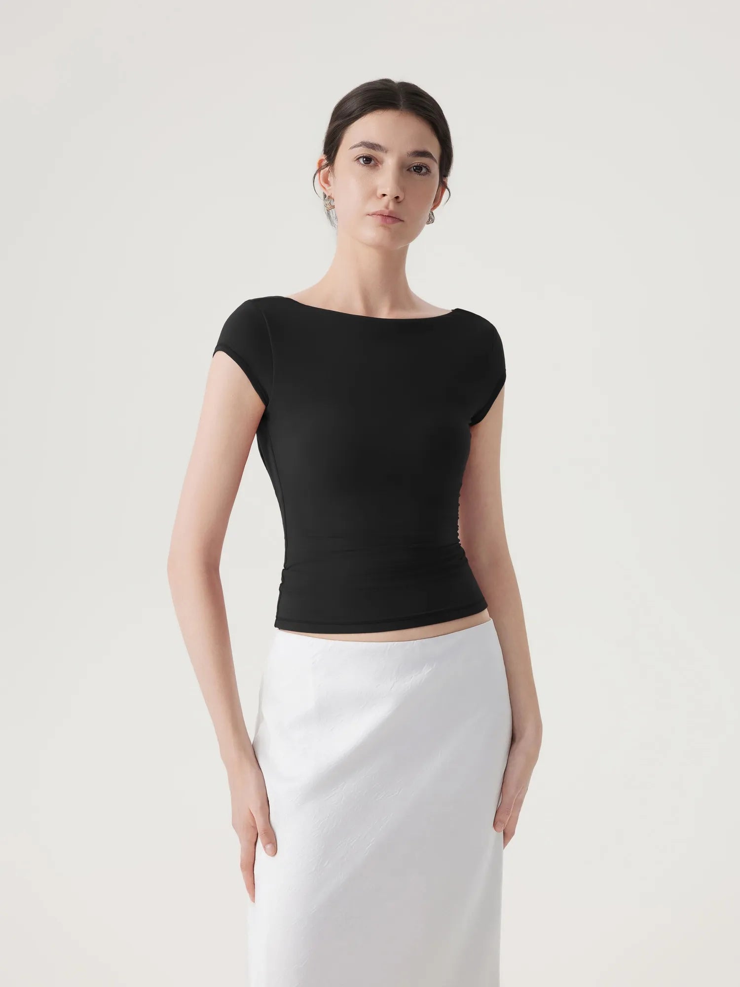 Boat Neck Cowl Backless Tops-SUUKSESS-SUUKSESS