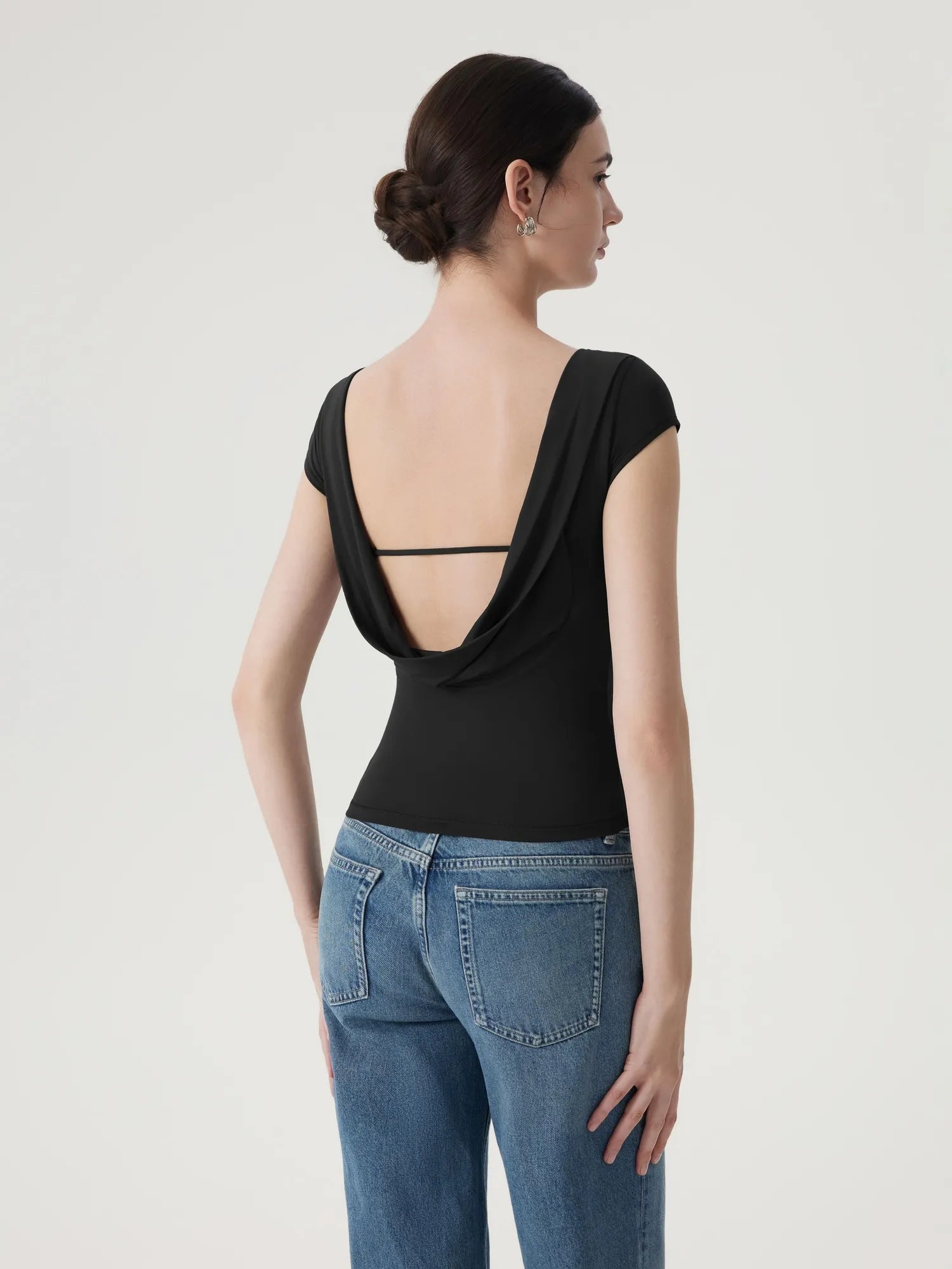 Boat Neck Cowl Backless Tops-SUUKSESS-SUUKSESS