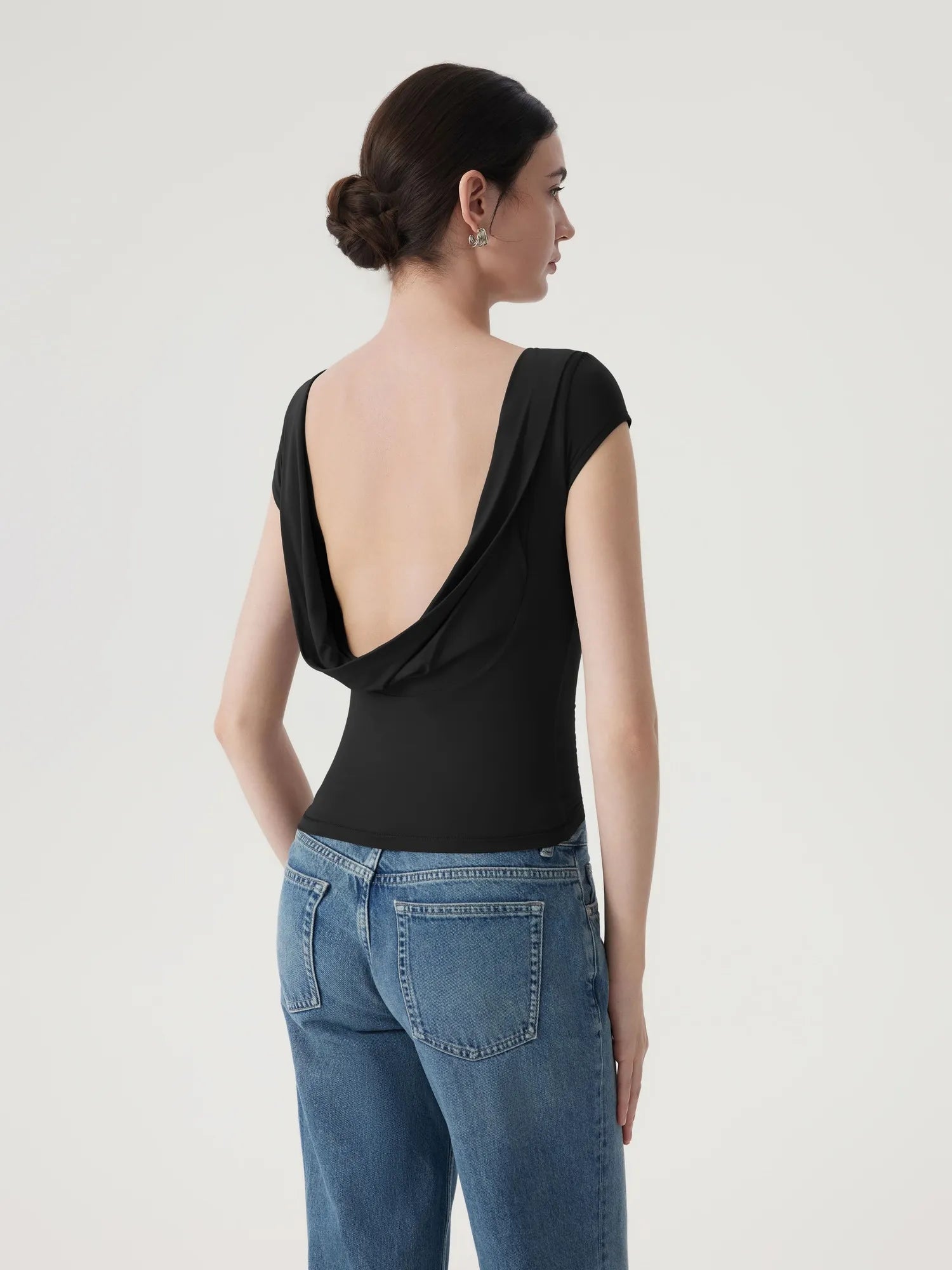 Boat Neck Cowl Backless Tops-SUUKSESS-SUUKSESS