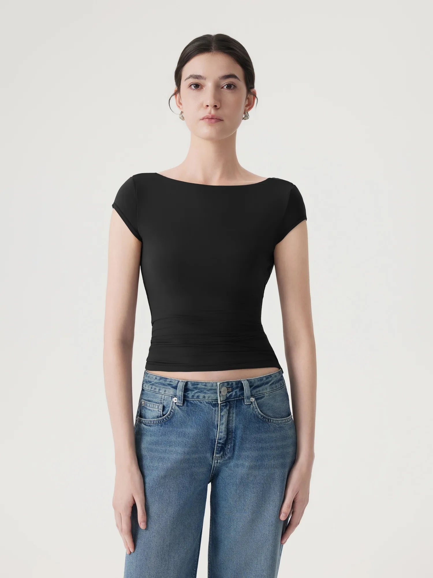 Boat Neck Cowl Backless Tops-SUUKSESS-SUUKSESS