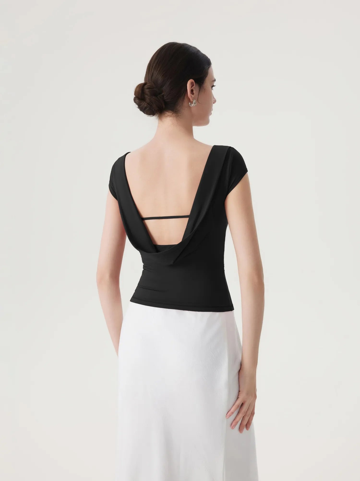 Boat Neck Cowl Backless Tops-SUUKSESS-SUUKSESS