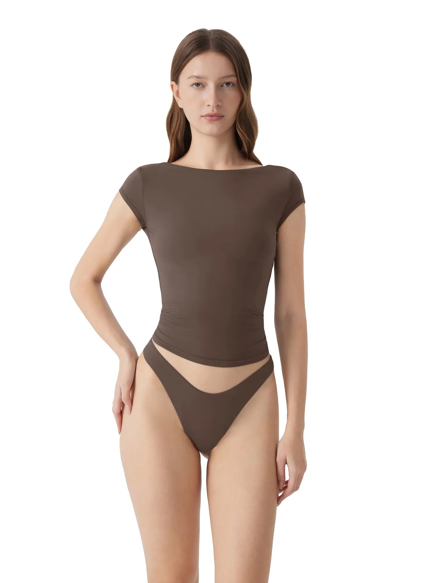 Boat Neck Cowl Backless Tops-SUUKSESS-SUUKSESS