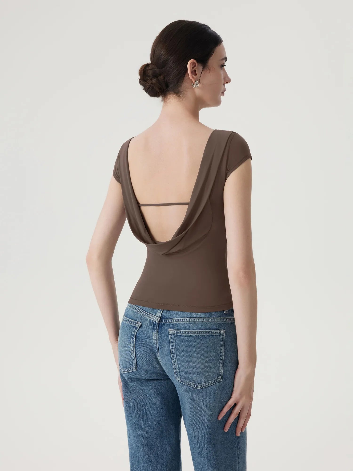 Boat Neck Cowl Backless Tops-SUUKSESS-SUUKSESS