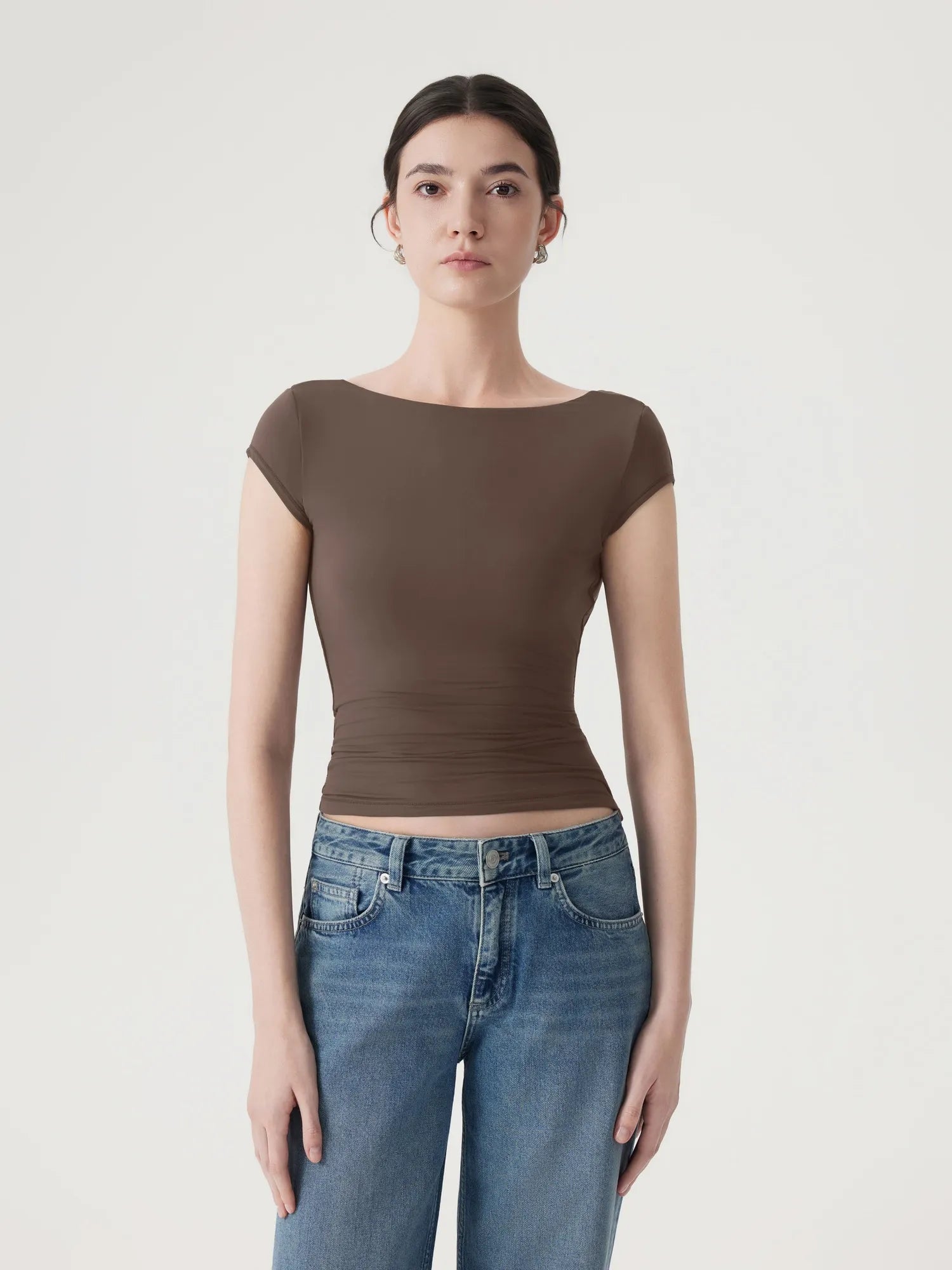 Boat Neck Cowl Backless Tops-SUUKSESS-SUUKSESS