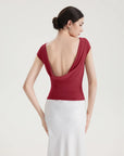 Boat Neck Cowl Backless Tops-SUUKSESS-SUUKSESS