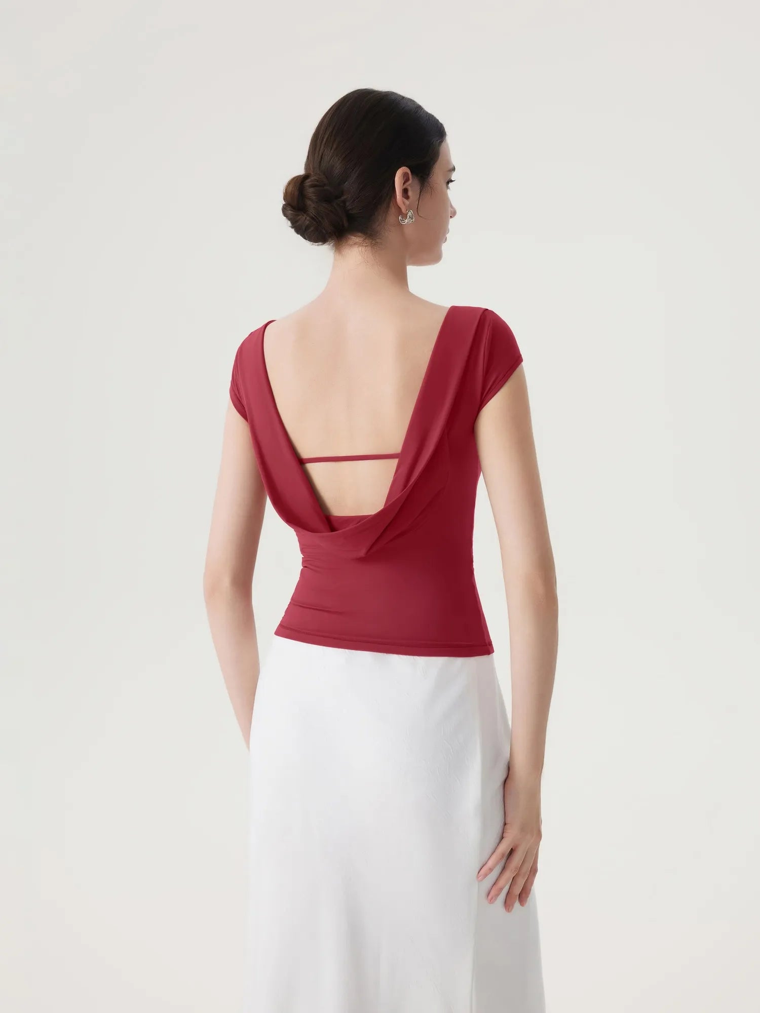 Boat Neck Cowl Backless Tops-SUUKSESS-SUUKSESS