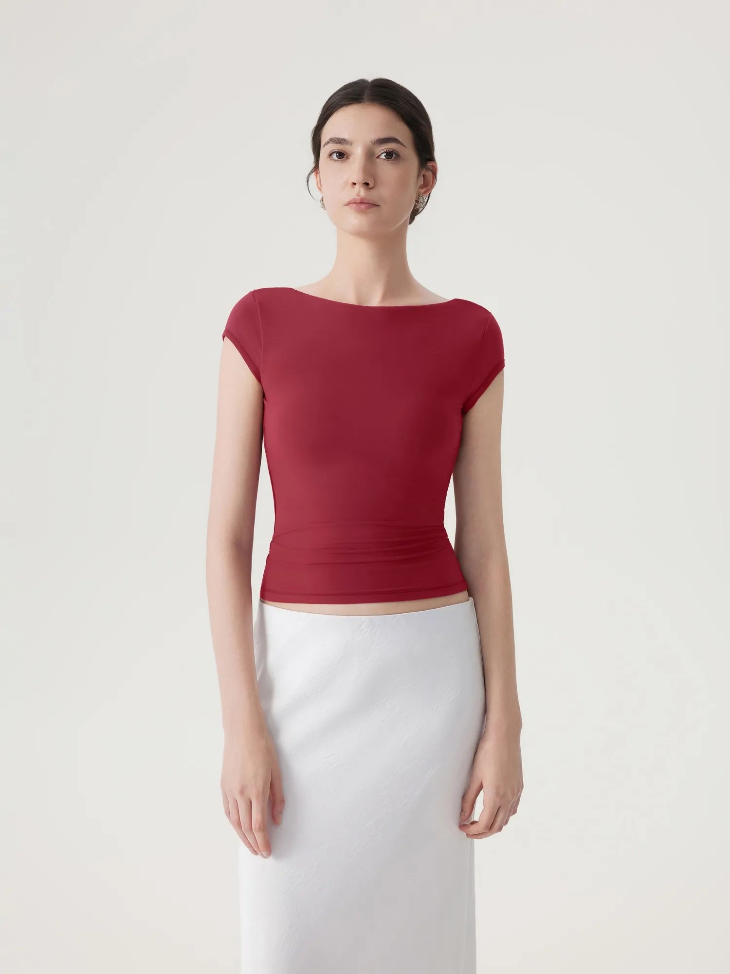 Boat Neck Cowl Backless Tops-SUUKSESS-SUUKSESS