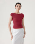 Boat Neck Cowl Backless Tops-SUUKSESS-SUUKSESS