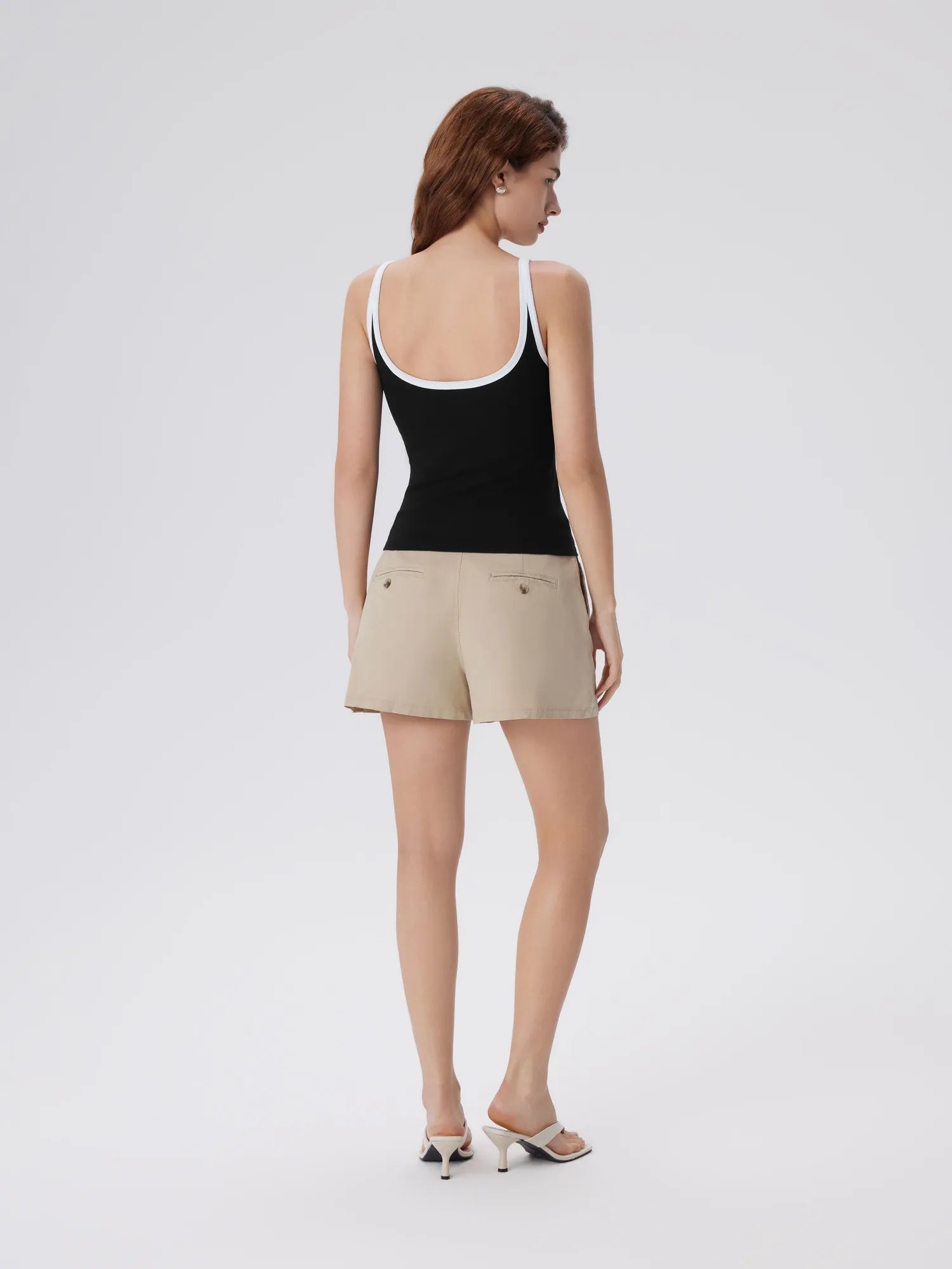 Cotton Ribbed Padded V Neck Tank Top-SUUKSESS-SUUKSESS