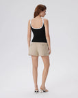 Cotton Ribbed Padded V Neck Tank Top-SUUKSESS-SUUKSESS