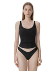 Cotton Ribbed Padded V Neck Tank Top-SUUKSESS-SUUKSESS