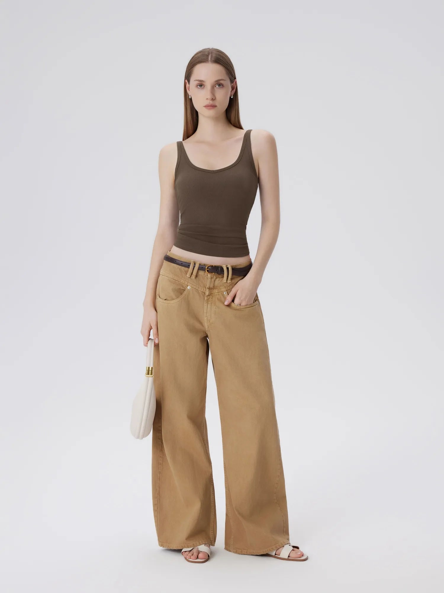 Cotton Ribbed Padded V Neck Tank Top-SUUKSESS-SUUKSESS