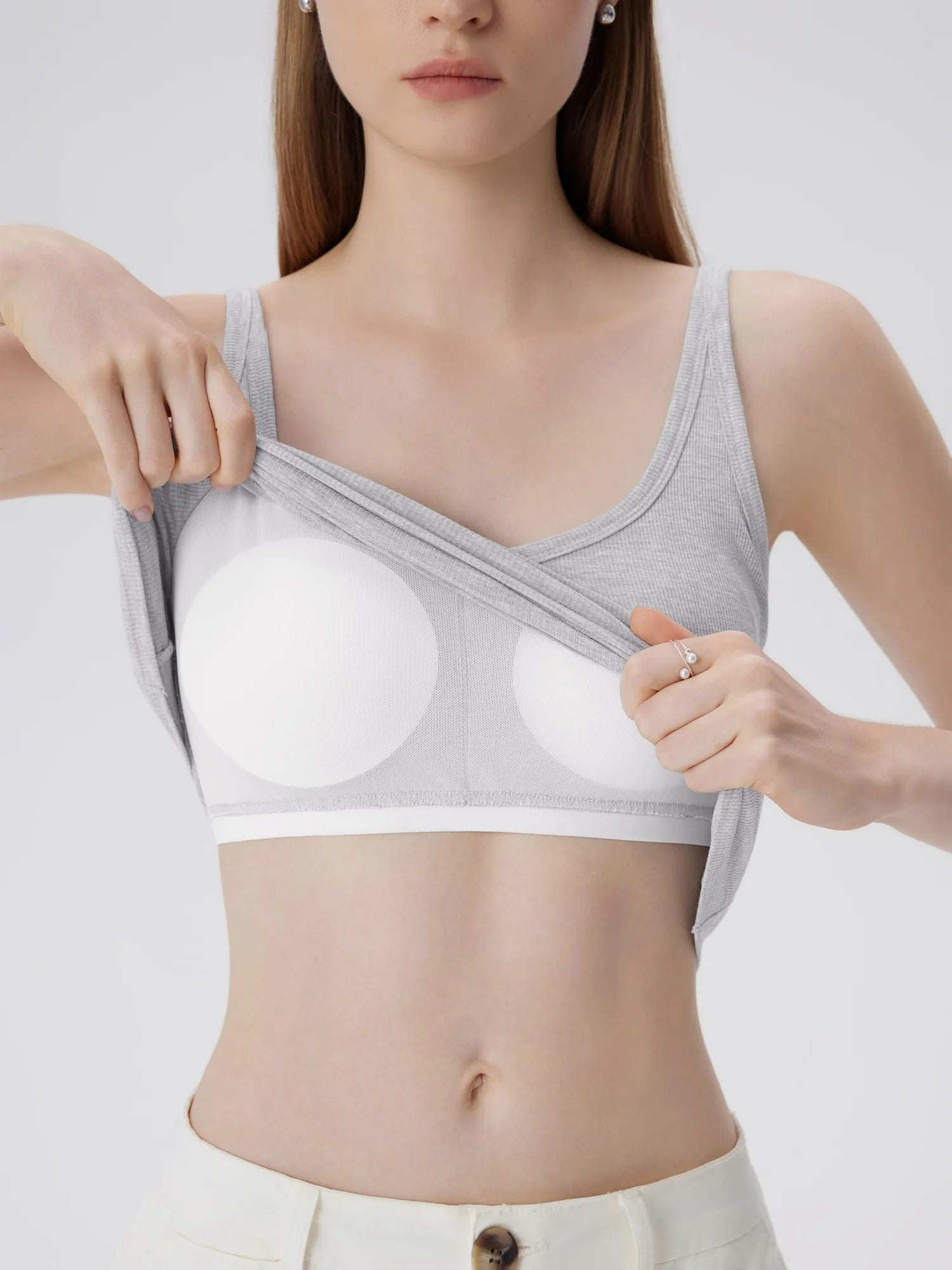 Cotton Ribbed Padded V Neck Tank Top-SUUKSESS-SUUKSESS