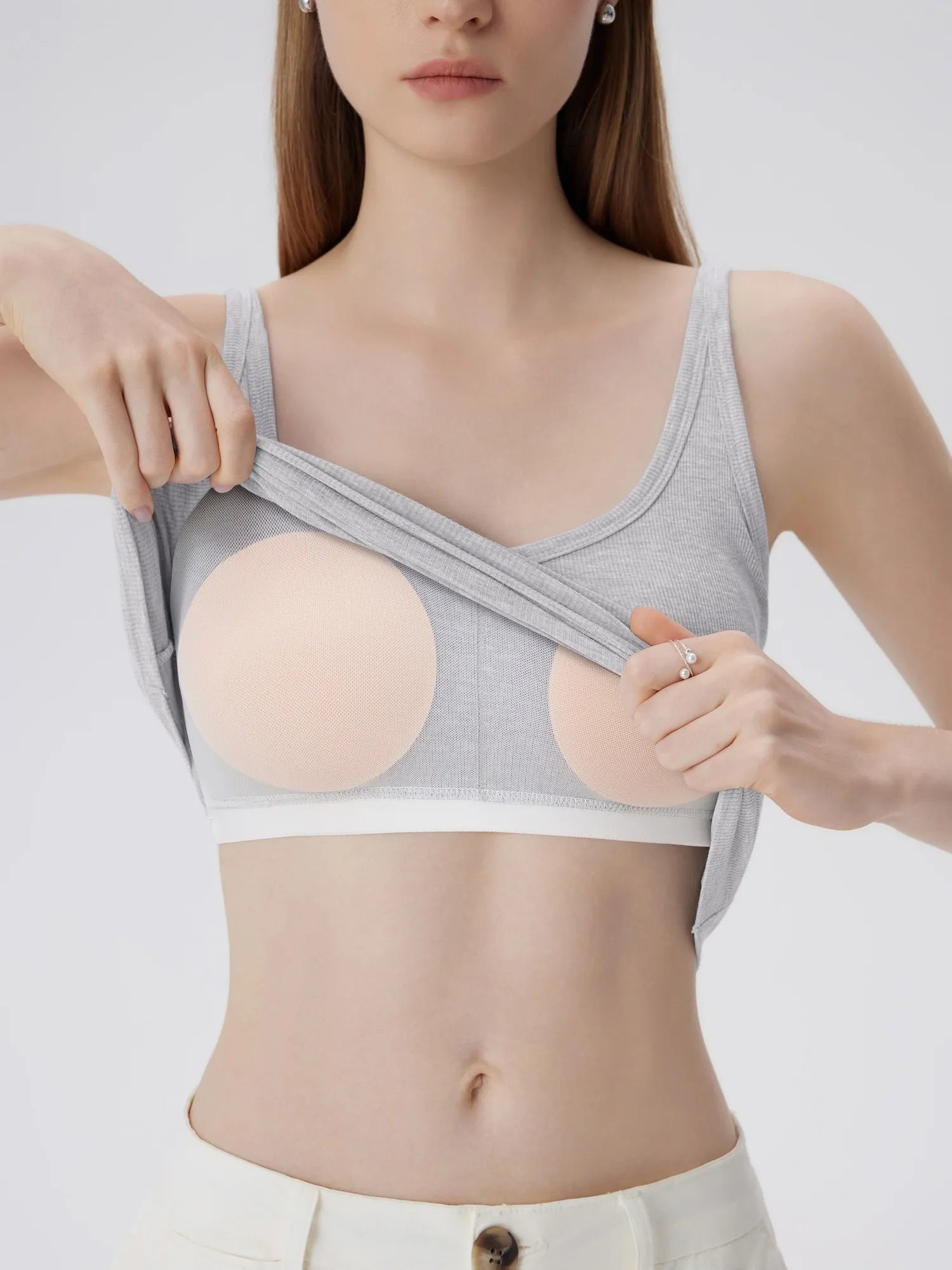 Cotton Ribbed Padded V Neck Tank Top-SUUKSESS-SUUKSESS