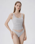Cotton Ribbed Padded V Neck Tank Top-SUUKSESS-SUUKSESS